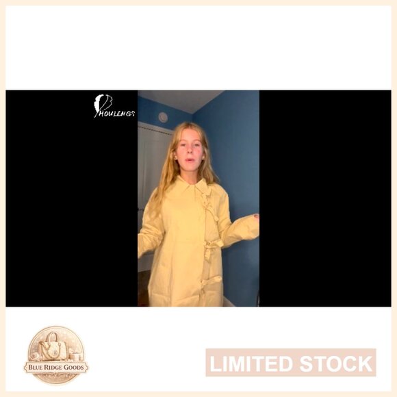 Long Sleeve Trench Coat Classic Elegant Loose Fit Bow Toggle Lapel Overcoat - Picture 7 of 7